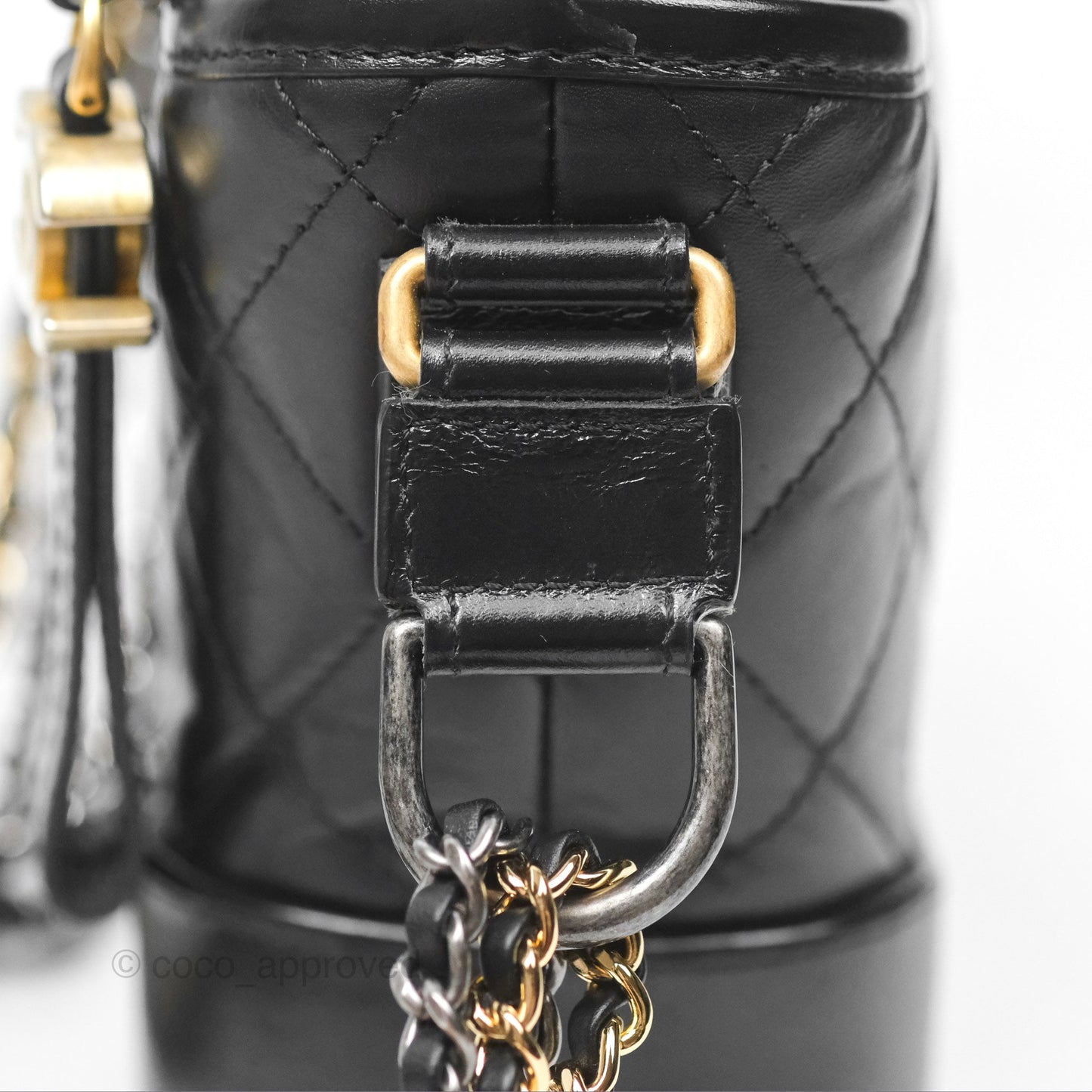 Chanel Small Gabrielle Hobo Quilted Black Aged Calfskin