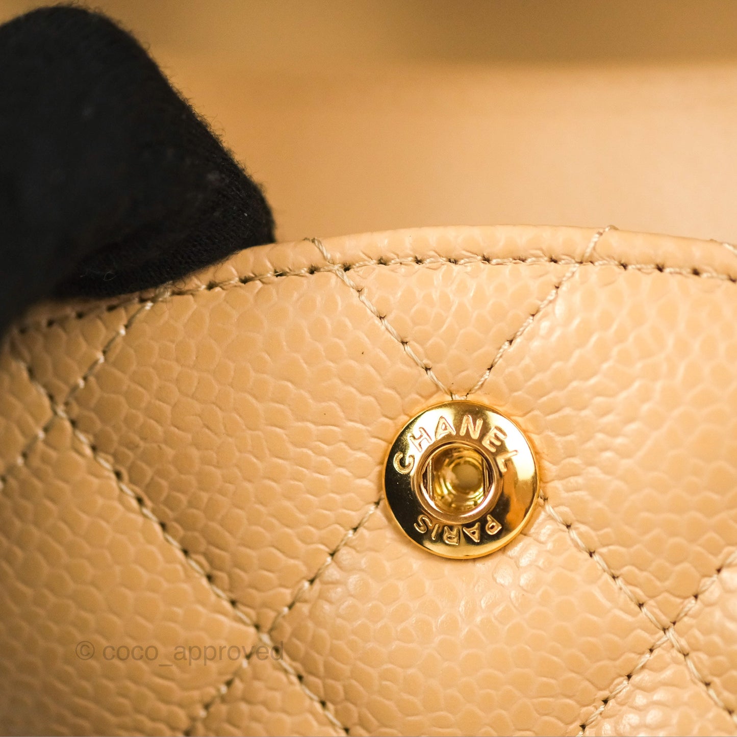 Chanel Classic M/L Medium Flap Quilted Beige Caviar Gold Hardware