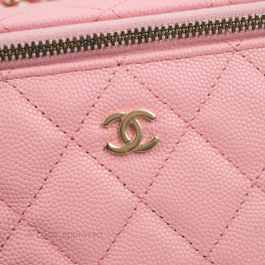 Chanel Vanity with Chain Pink Caviar Gold Hardware