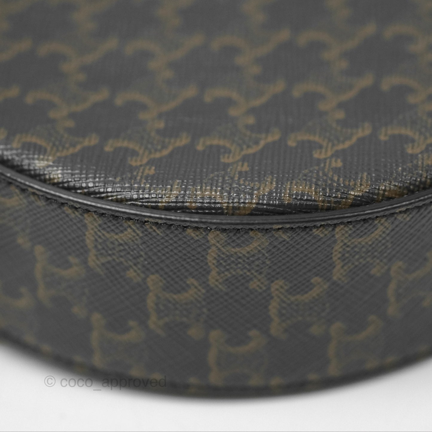 Celine Round Purse on Strap Triomphe Canvas Tan