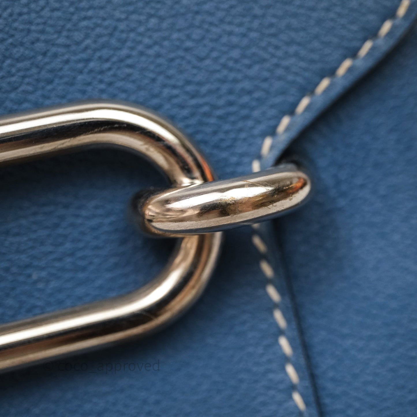 Hermès Roulis 23 Blue Evercolor Palladium Hardware