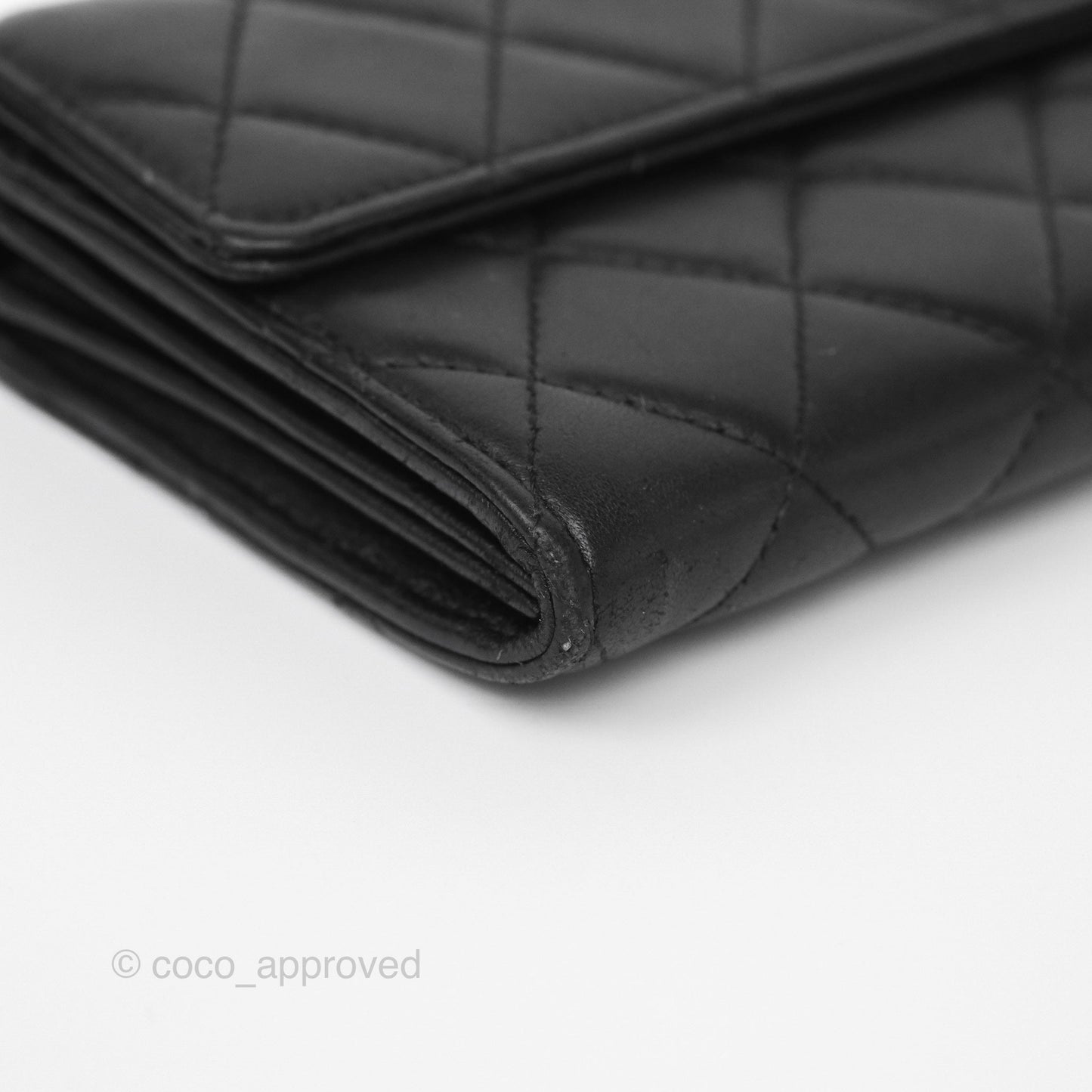 Chanel Classic Quilted Long Wallet Black Lambskin Silver Hardware