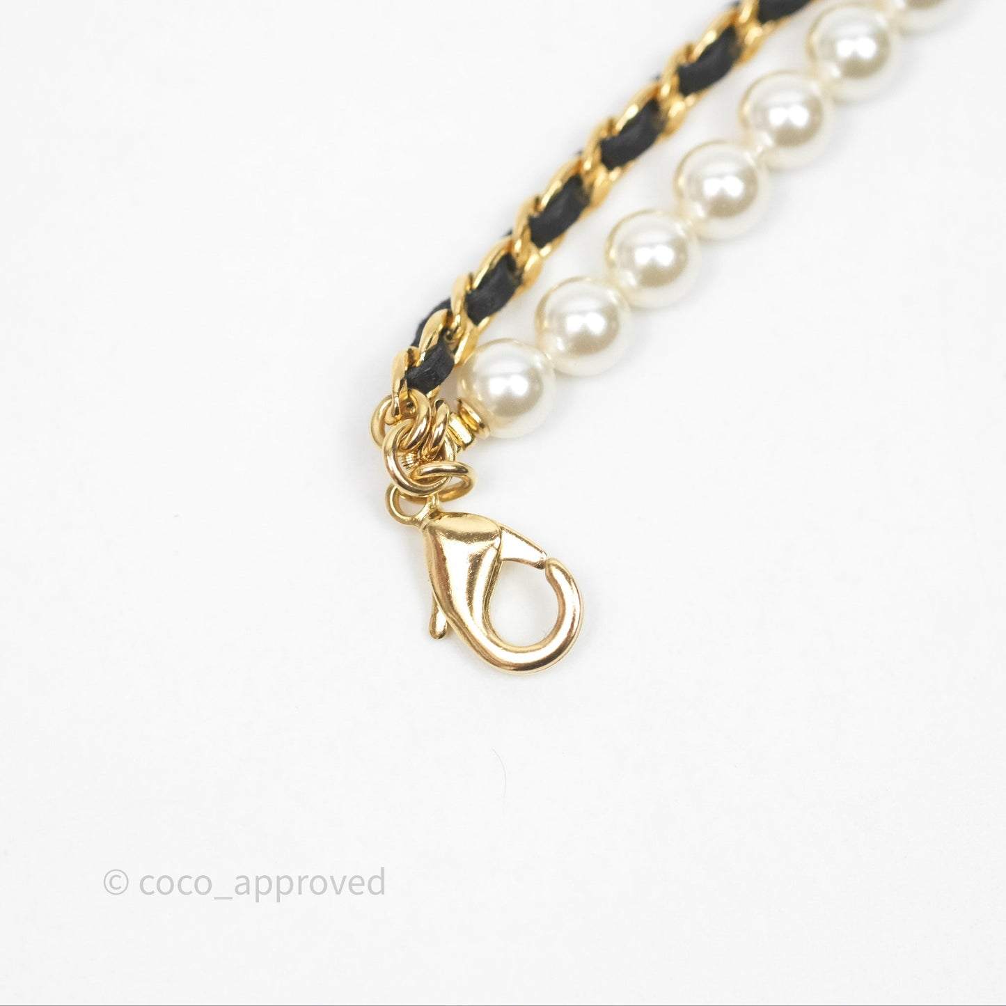 Chanel CC Pearl Crystals Double Necklace Gold Tone 24K