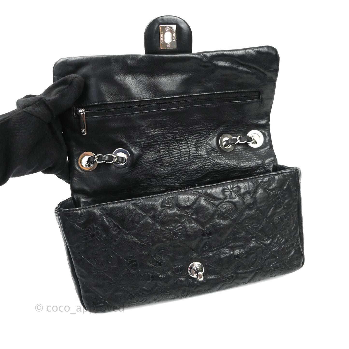 Chanel Small Embroidered Flap Bag Black Silver Hardware