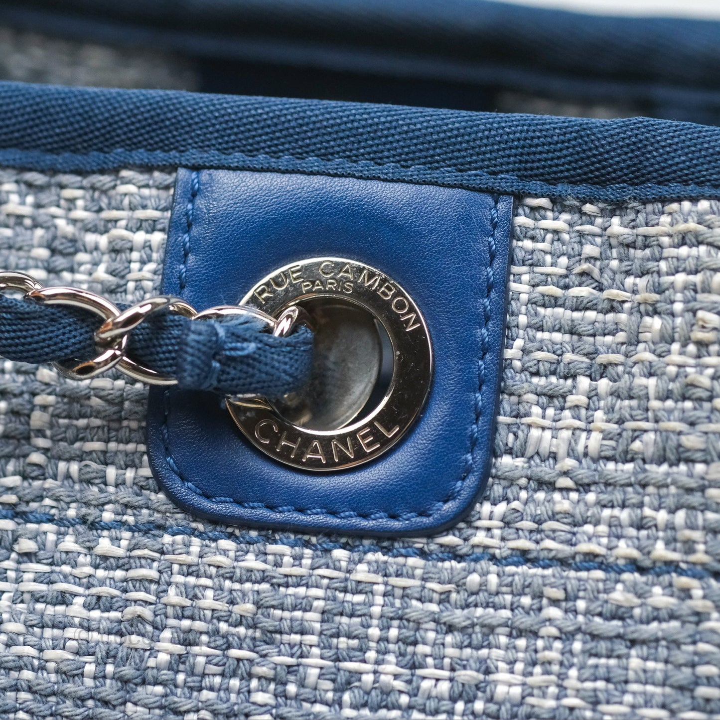 Chanel Medium Deauville Tote Blue Canvas