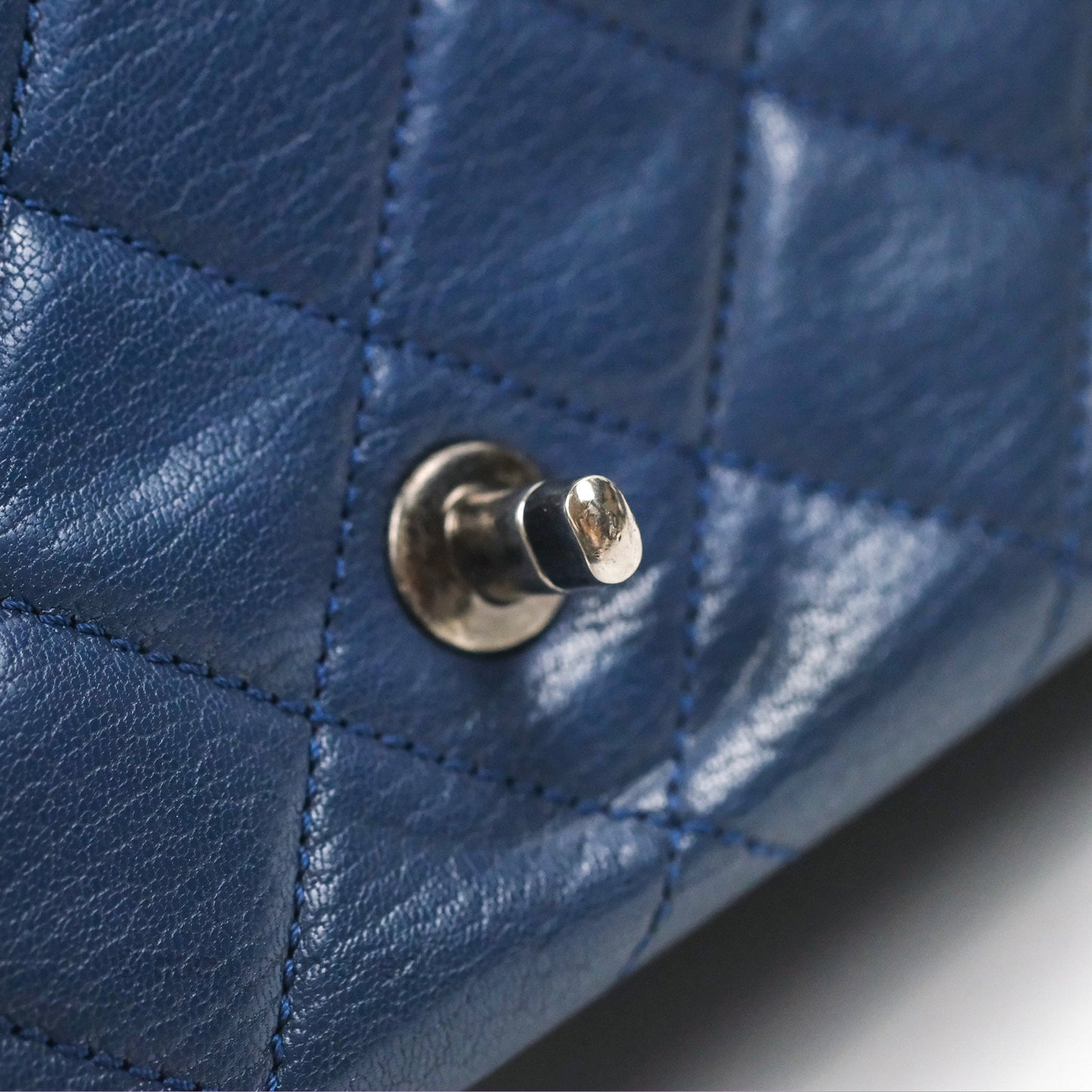Chanel Quilted Small Double Carry Waist Chain Flap Dark Blue Shiny Goatskin