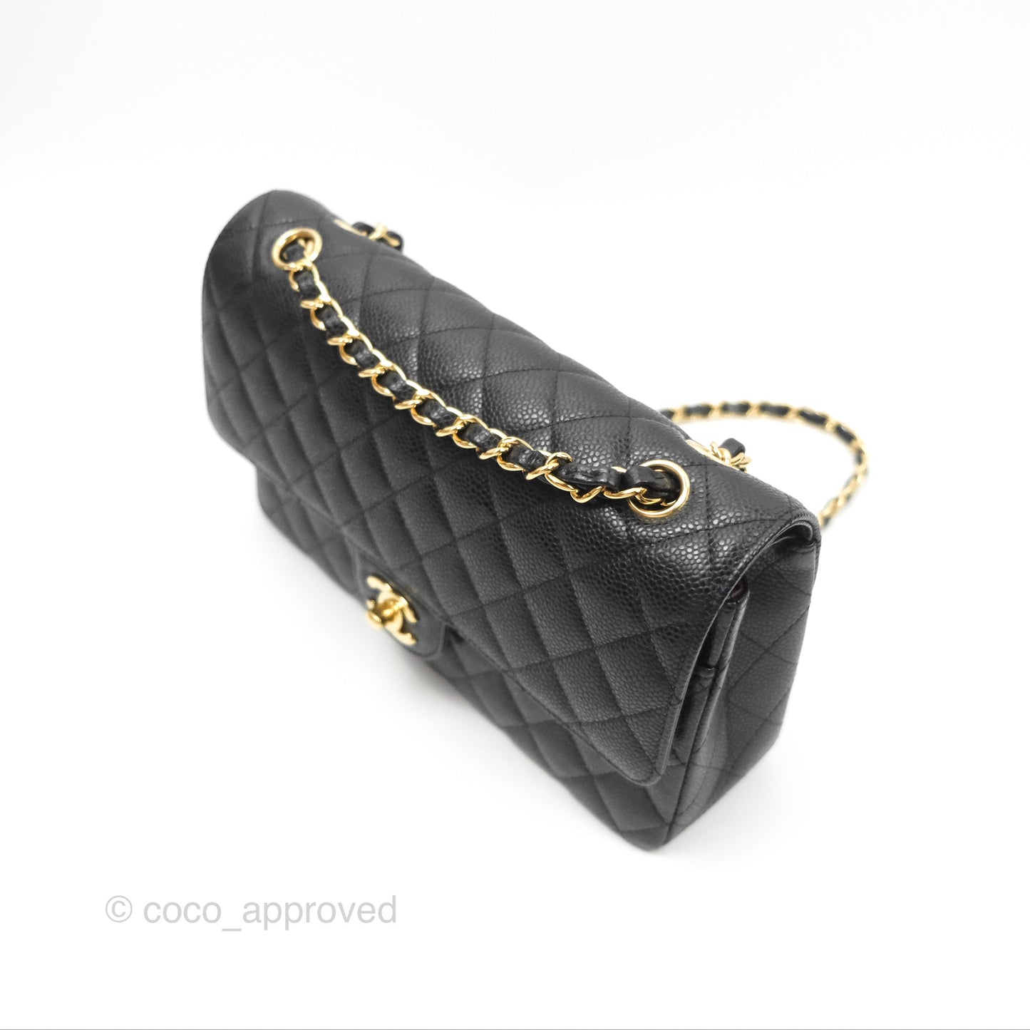 Chanel Classic M/L Medium Flap Quilted Black Caviar Gold Hardware