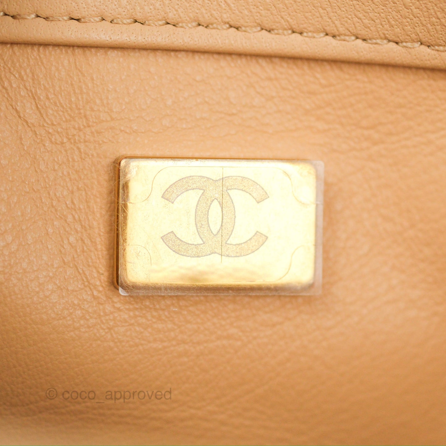 Chanel Mini Rectangular Pearl Crush Beige Lambskin Aged Gold Hardware