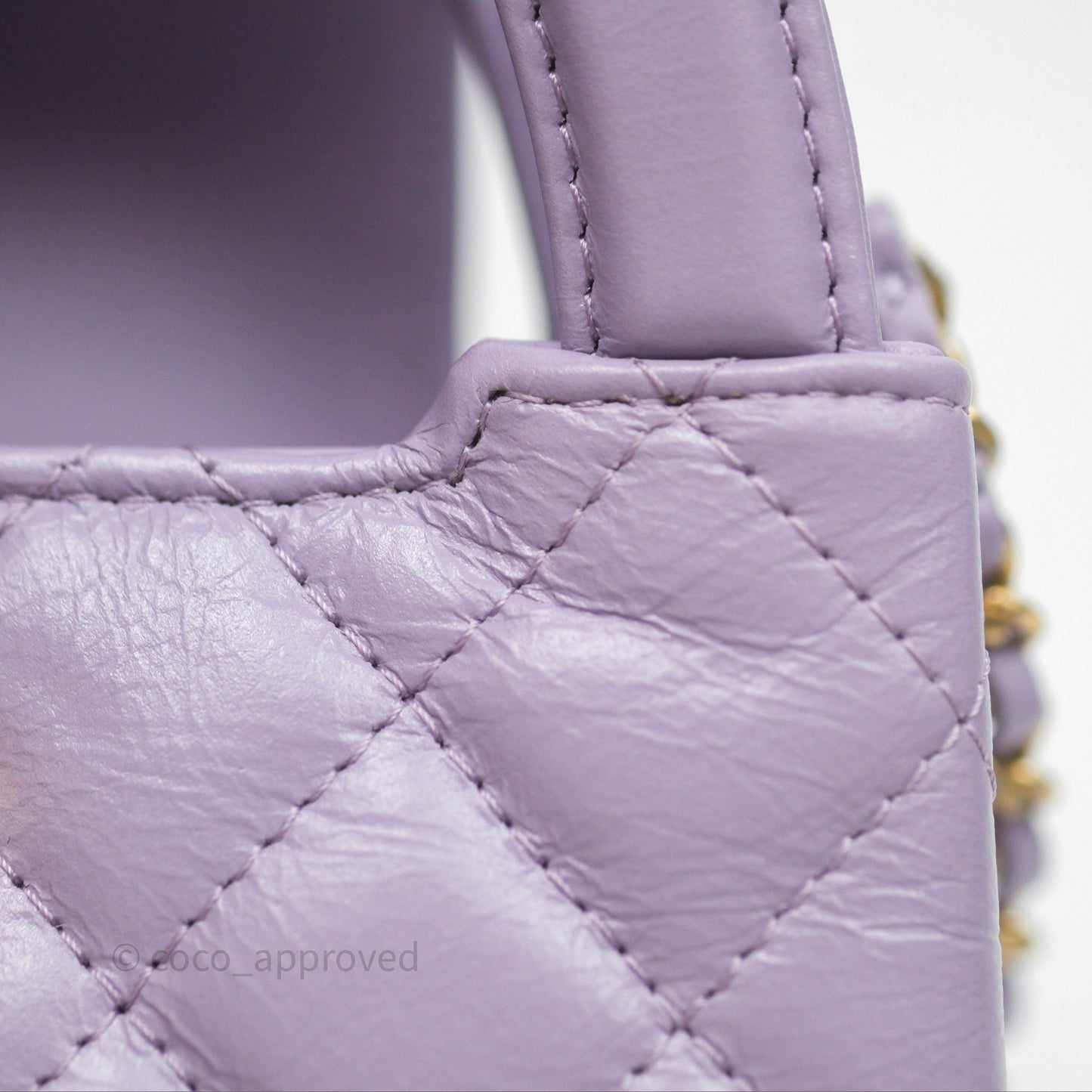 Chanel Mini Nano Kelly Bag Purple Shiny Calfskin Aged Gold Hardware