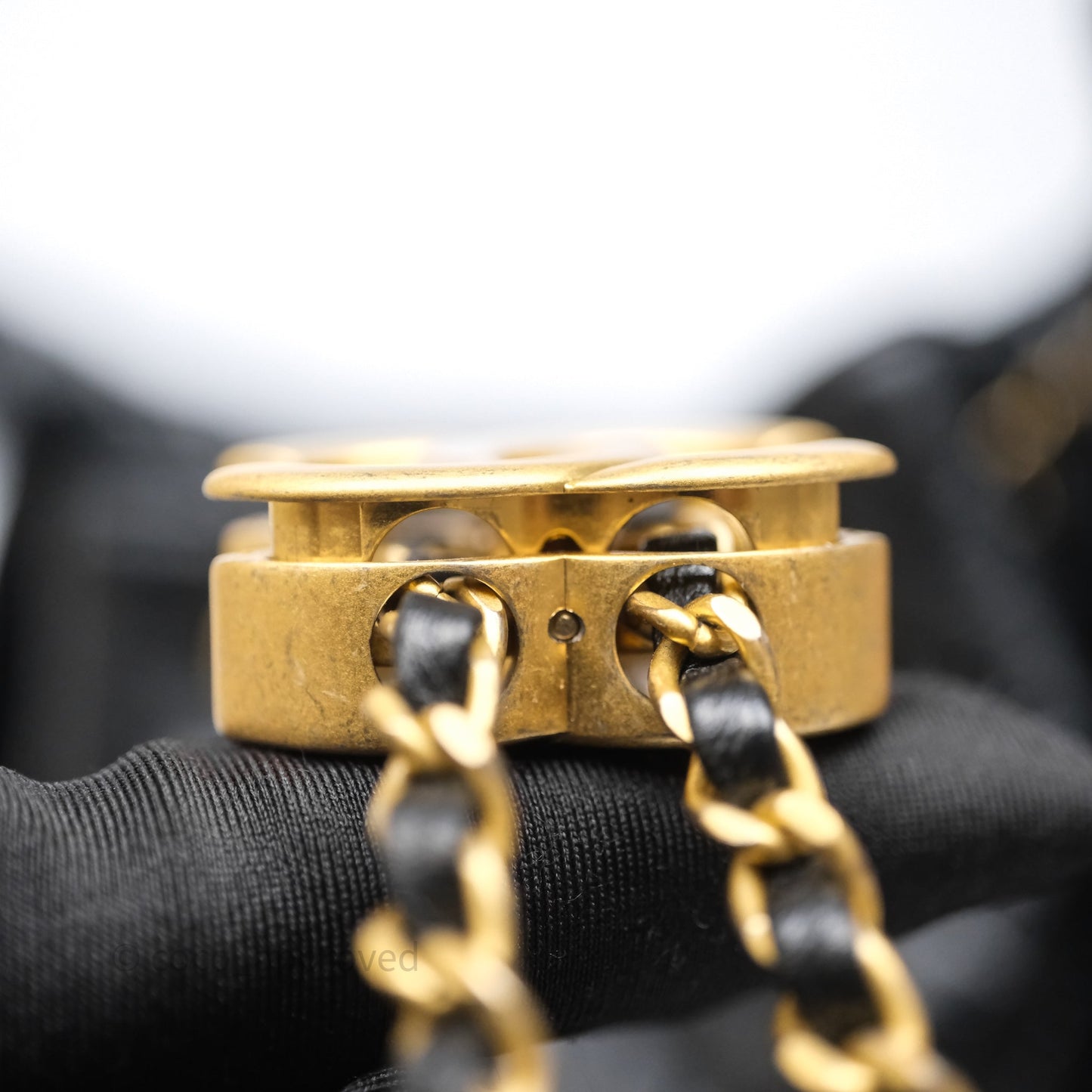 Chanel 25 Medium Black Crumpled Calfskin Aged Gold Hardware