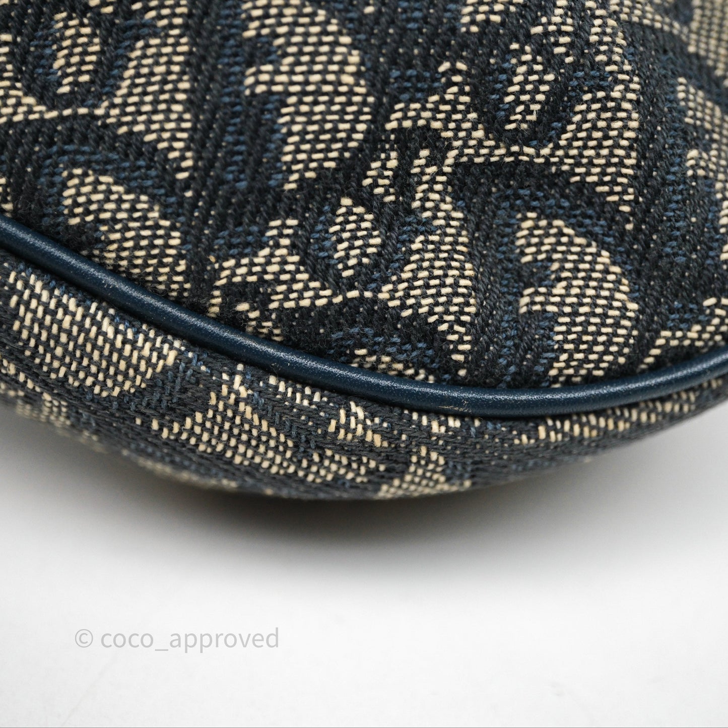Christian Dior Vintage Mini Saddle Bag Blue Oblique Jacquard