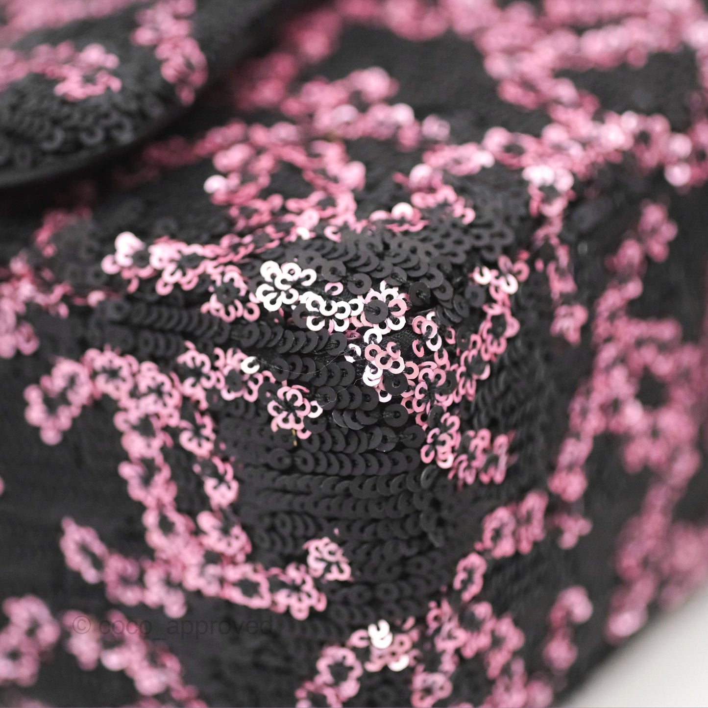 Chanel Medium CC Sequins Flap Bag Pink & Black Silver Hardware