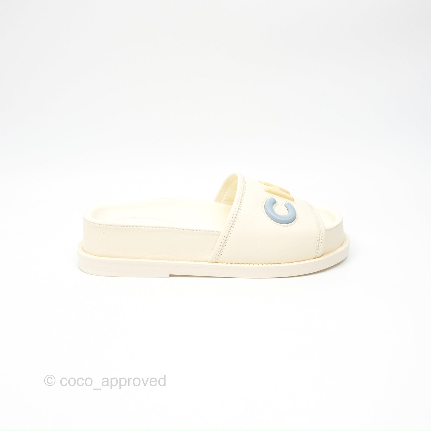 Chanel Multi-color Cha-Nel Logo Ivory Lambskin Slippers