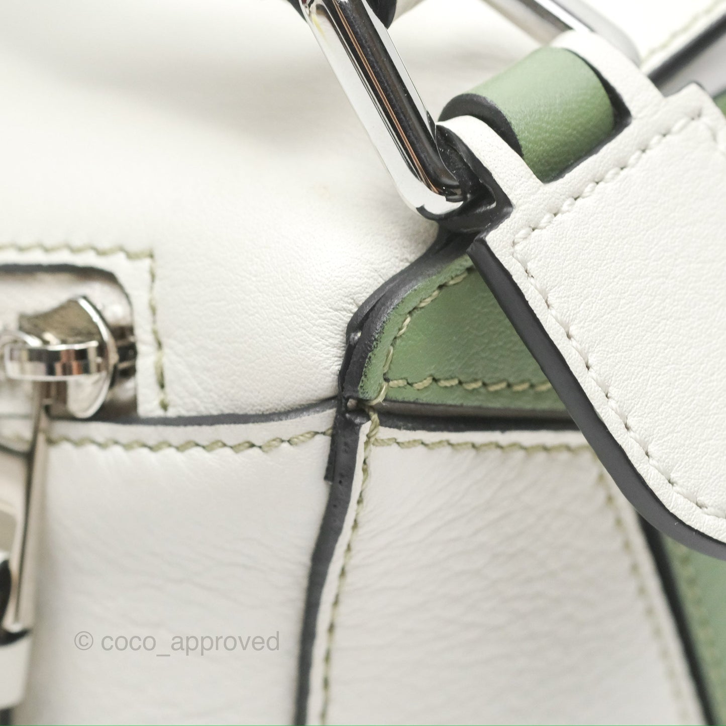 Loewe Small Puzzle Bag Soft White/ Rosemary Calfskin Silver Hardware