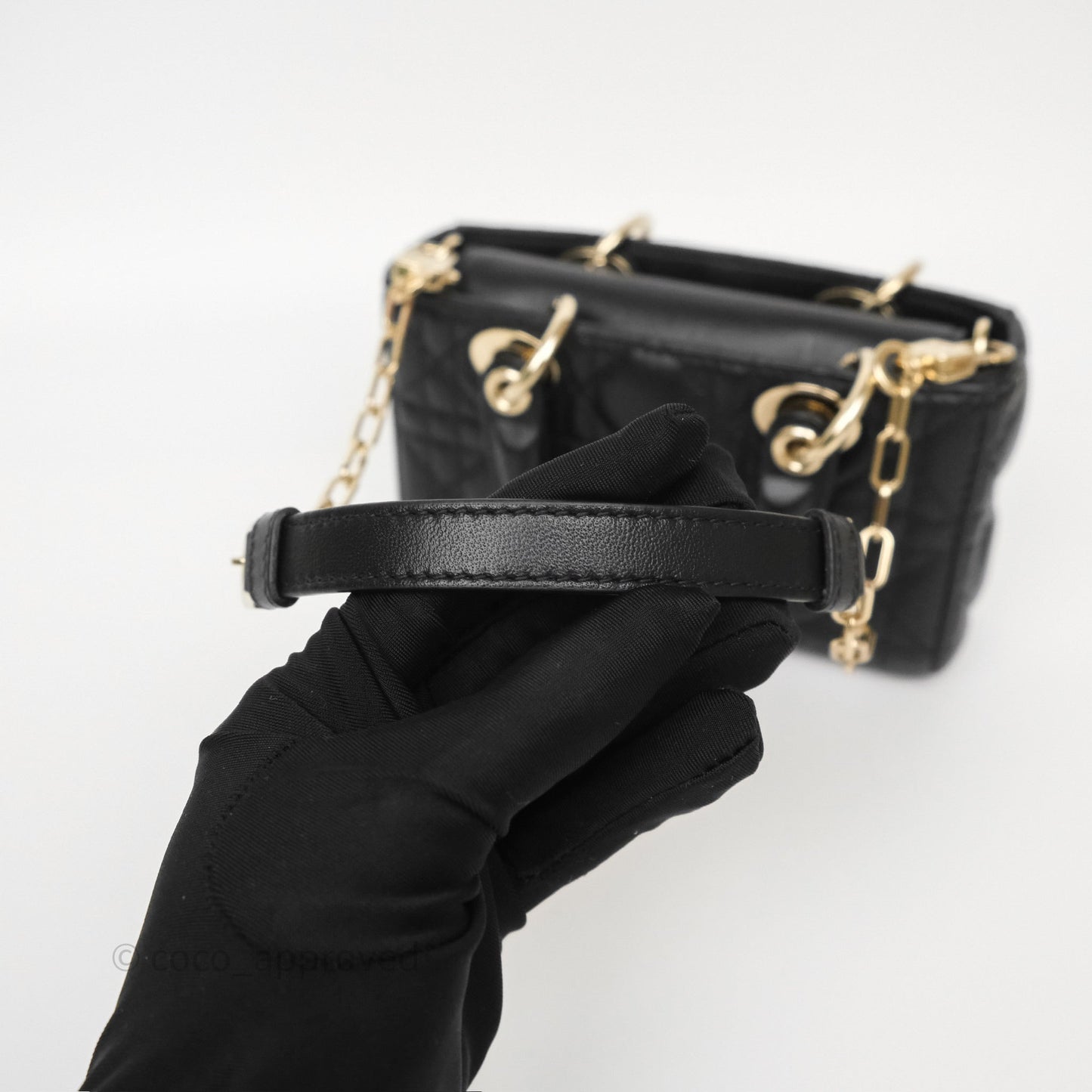 Christian Dior Lady D-Joy Micro Bag Antique Black Lambskin
