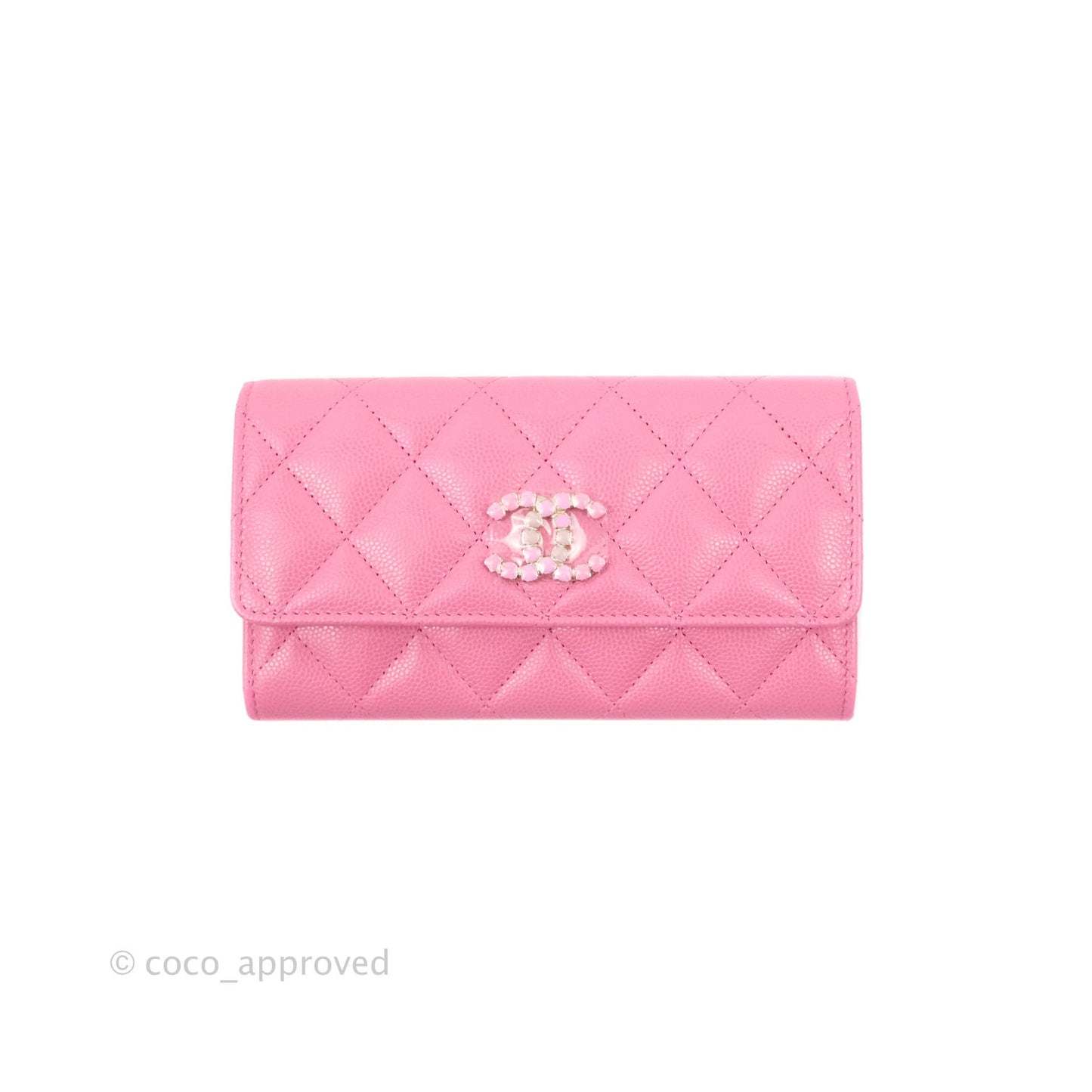 Chanel Quilted Flap Wallet Pink Caviar