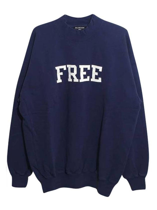 Luxury Balenciaga WoMen's Free Embroidery Distressed Sweatshirt Navy