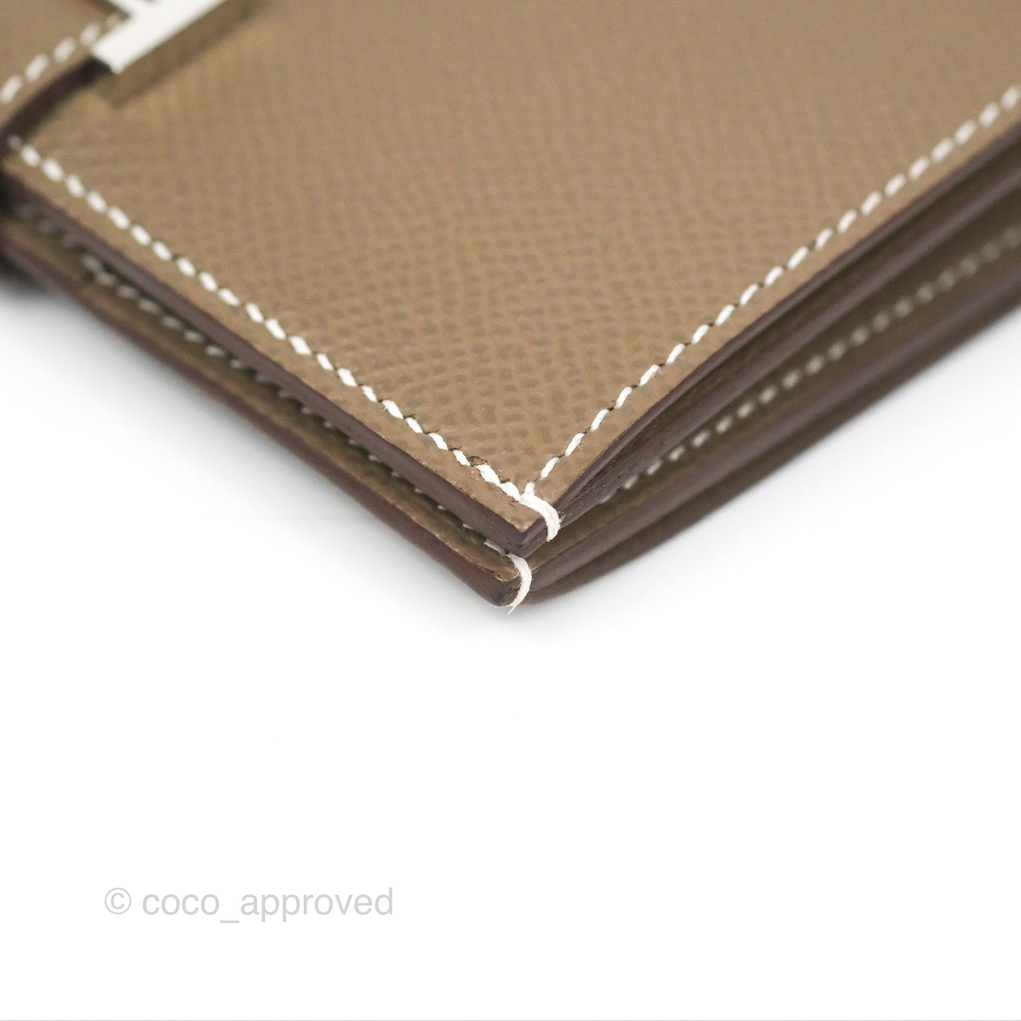 Hermes Bearn Compact Wallet Etoupe Epsom Palladium Hardware