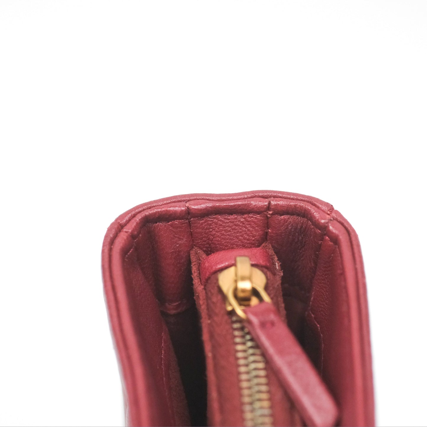 Chanel Quilted Boy Coin Case Dark Red Aged Gold Hardware