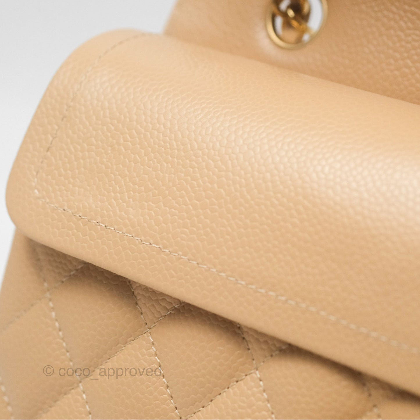 Chanel Classic Small S/M Quilted Flap Beige Caviar Gold Hardware