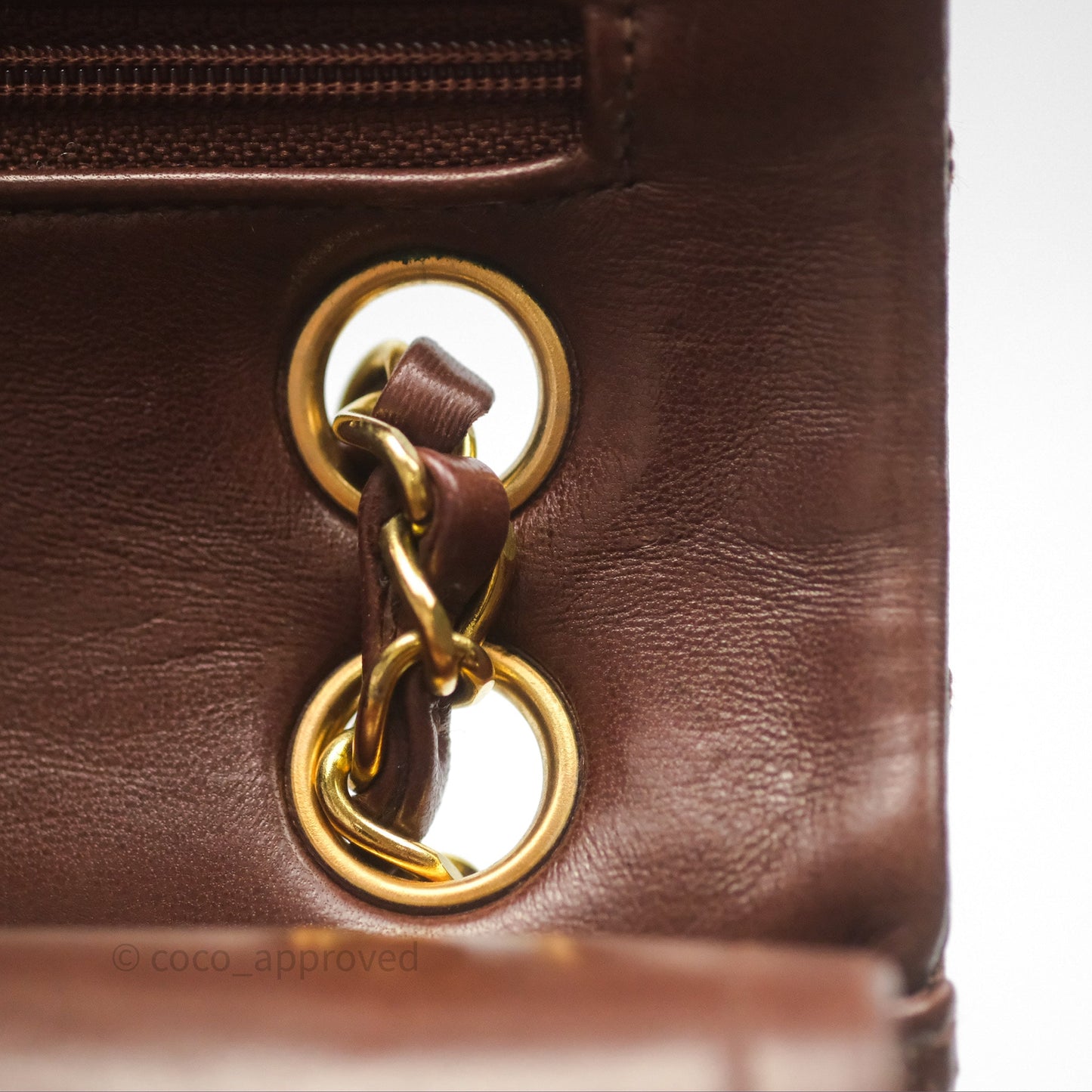 Chanel Vintage Small Classic Flap Brown Lambskin 24K Gold Hardware