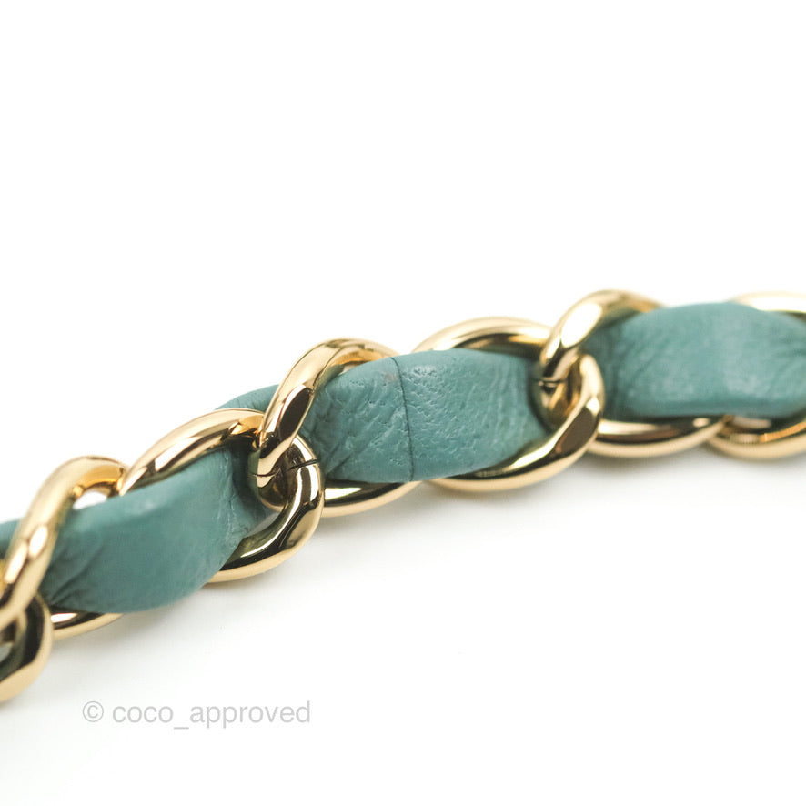 Chanel Mini Square Teal Green Lambskin Gold Hardware