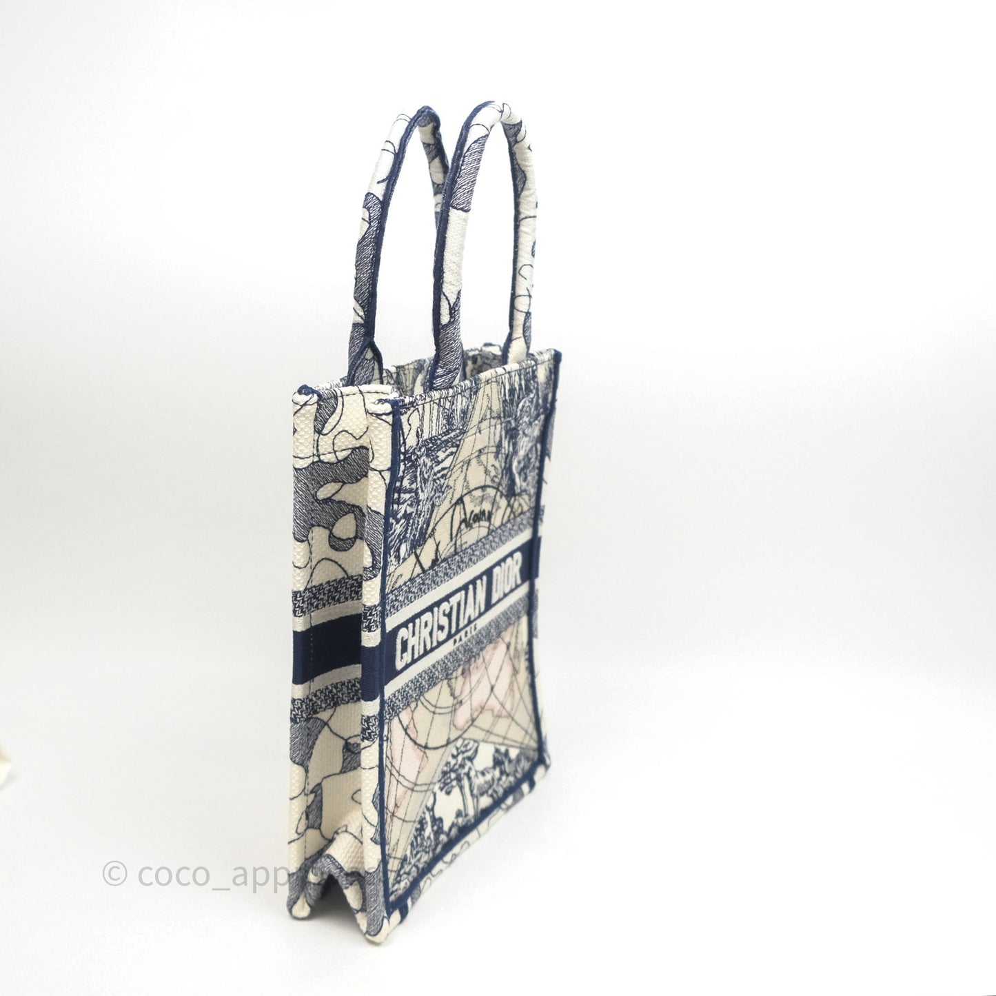 Dior Around The World Vertical Book Tote Blue White
