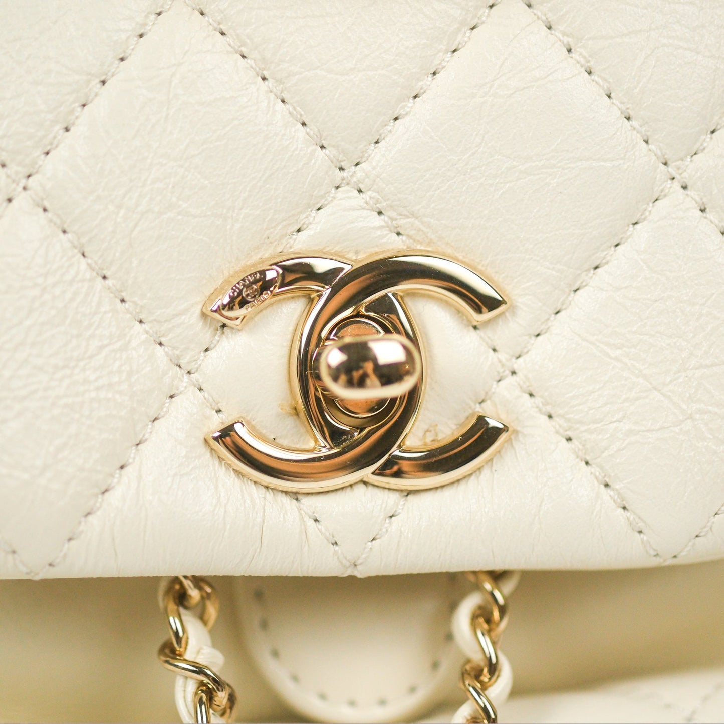 Chanel Quilted Small Duma Drawstring Backpack Ivory White Calfskin Gold Hardware