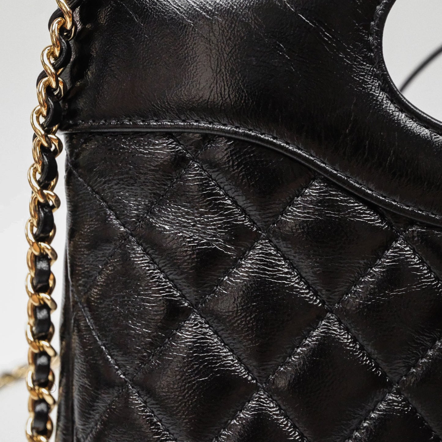 Chanel 31 Small Shopping Bag Shiny Lambskin Black Gold Hardware