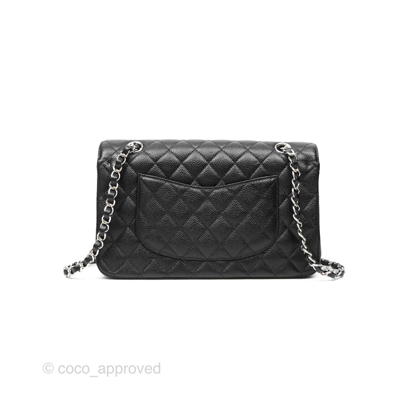 Chanel Classic M/L Medium Flap Quilted Black Caviar Silver Hardware