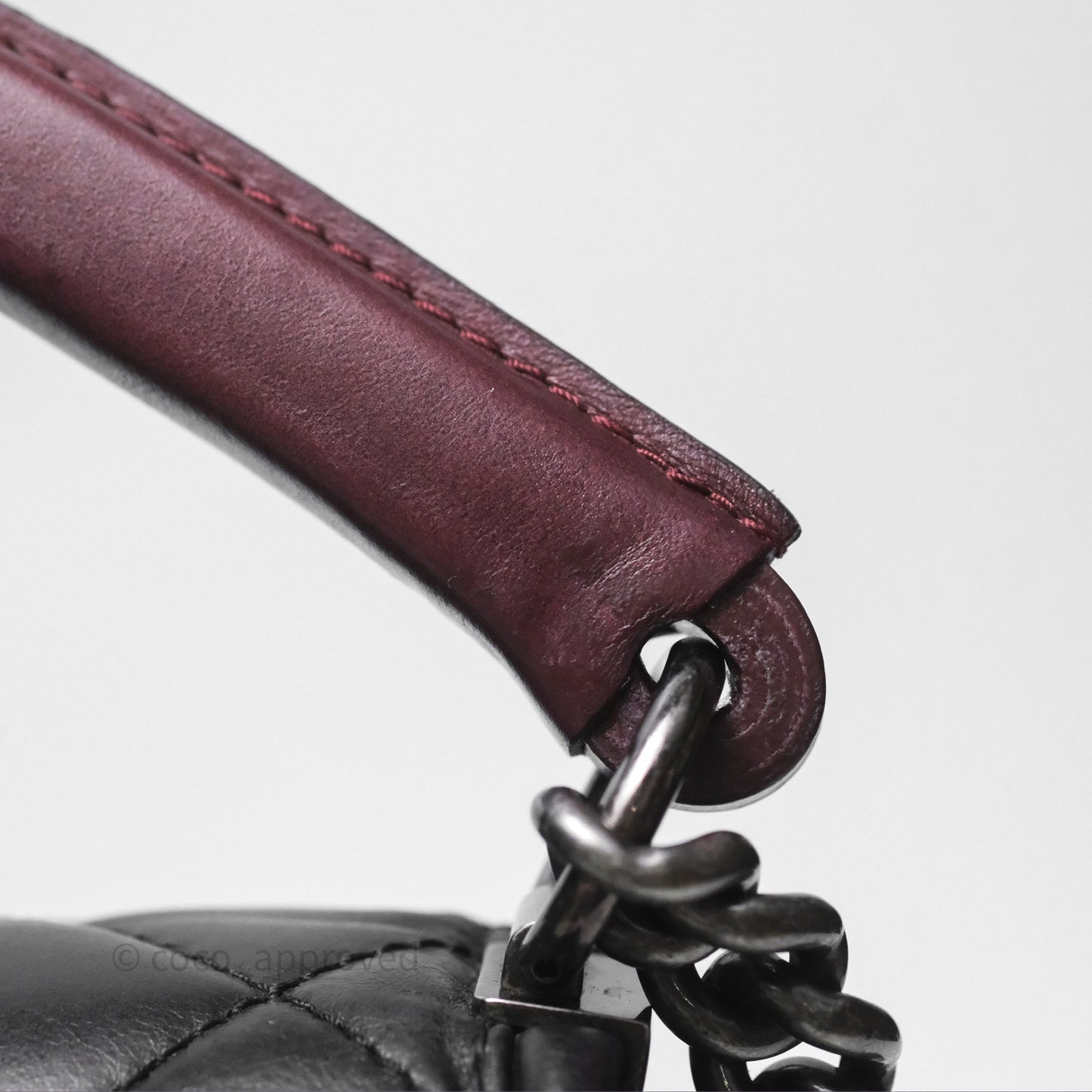 Chanel Quilted Large Prestige Top Handle Flap Calfskin Black Ruthenium Hardware