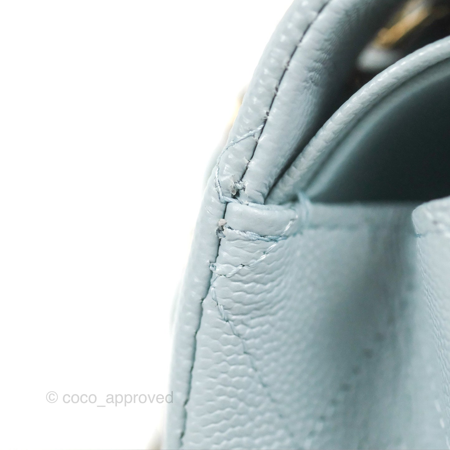 Chanel Small Classic Quilted Flap Light Blue Caviar Gold Hardware 22P