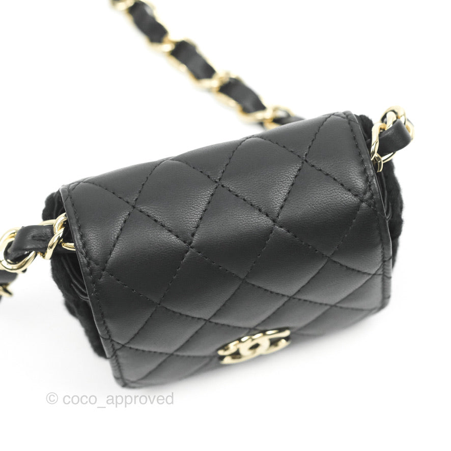Chanel Mini Bag Black Lambskin Crochet Gold Hardware 22C