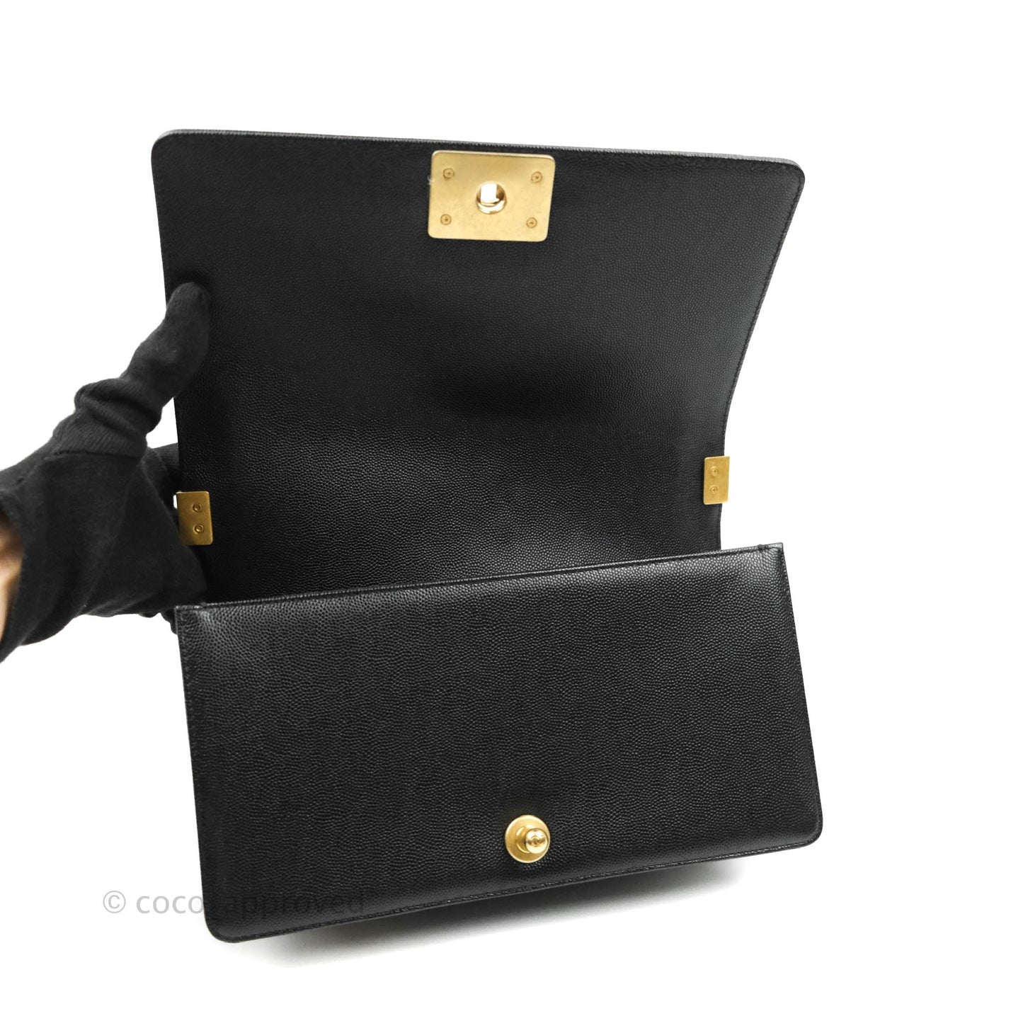 Chanel Quilted Medium Caviar Boy Flap Aged Gold Hardware