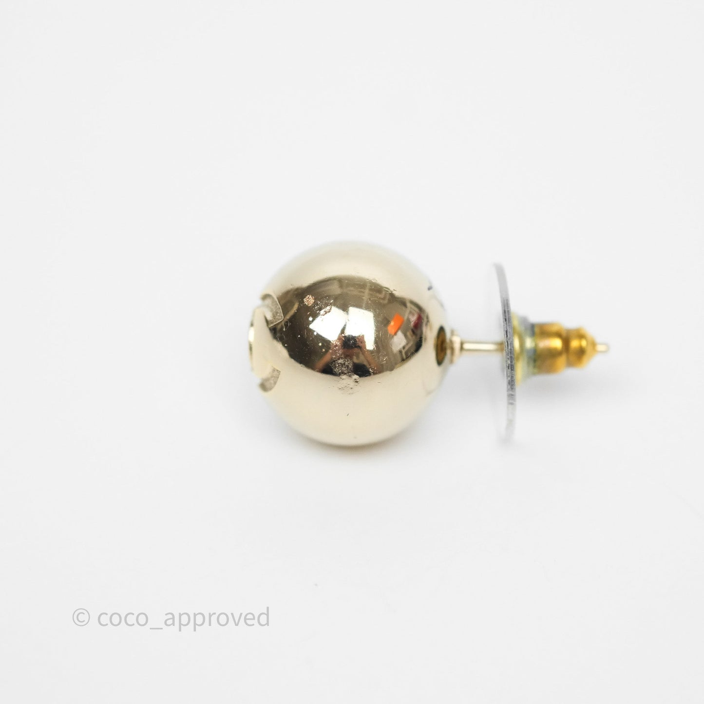 Chanel CC Sphere Earrings Gold Tone 21S