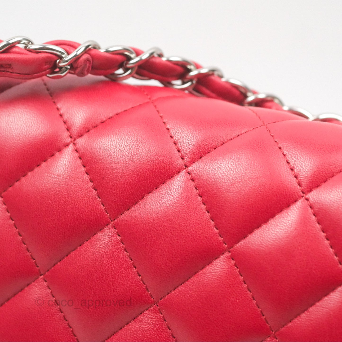 Chanel Jumbo Double Flap Red Lambskin Silver Hardware