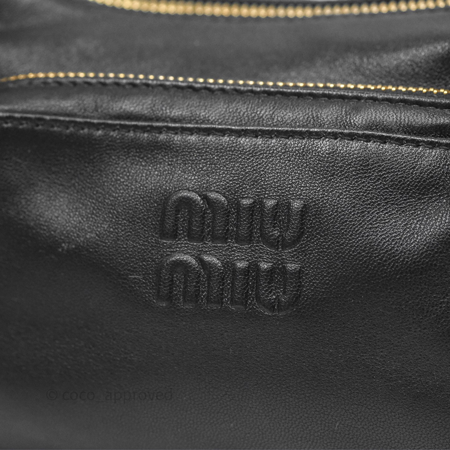 Miu Miu Nappa Leather Pocket Bag Black Lambskin Gold Hardware