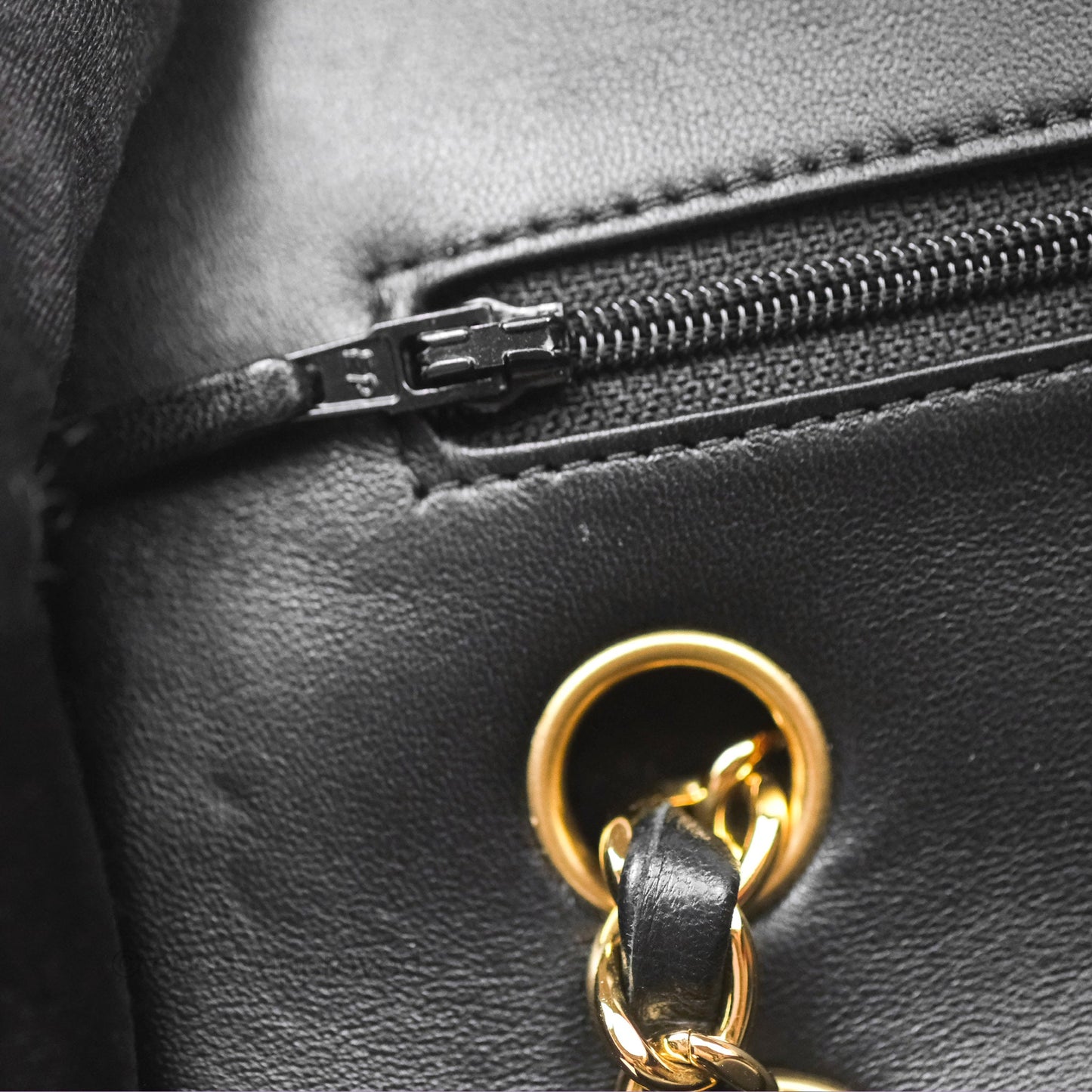 Chanel Classic M/L Medium Flap Quilted Black Lambskin Gold Hardware