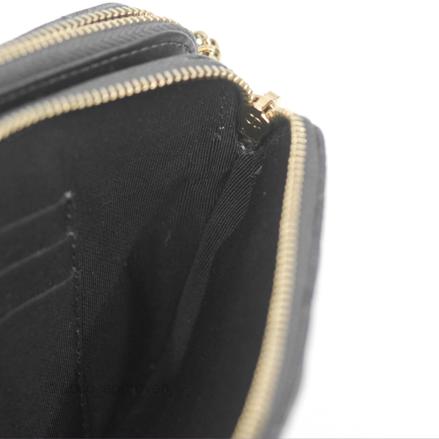 Chanel Quilted Zip Clutch With Chain Iridescent Dark Grey Caviar Gold Hardware