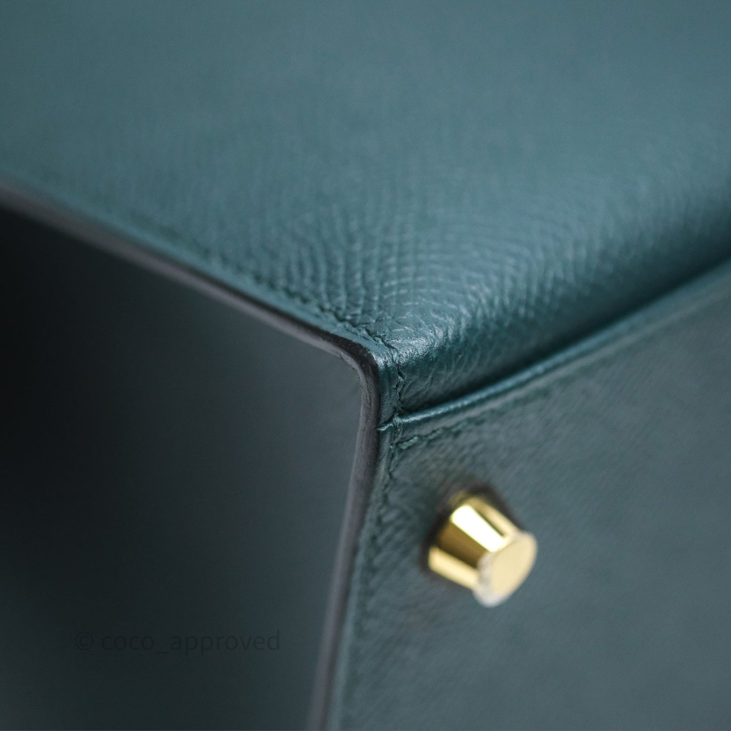 Hermès Kelly 28 Sellier Vert Cypres 6O Epsom Gold Hardware