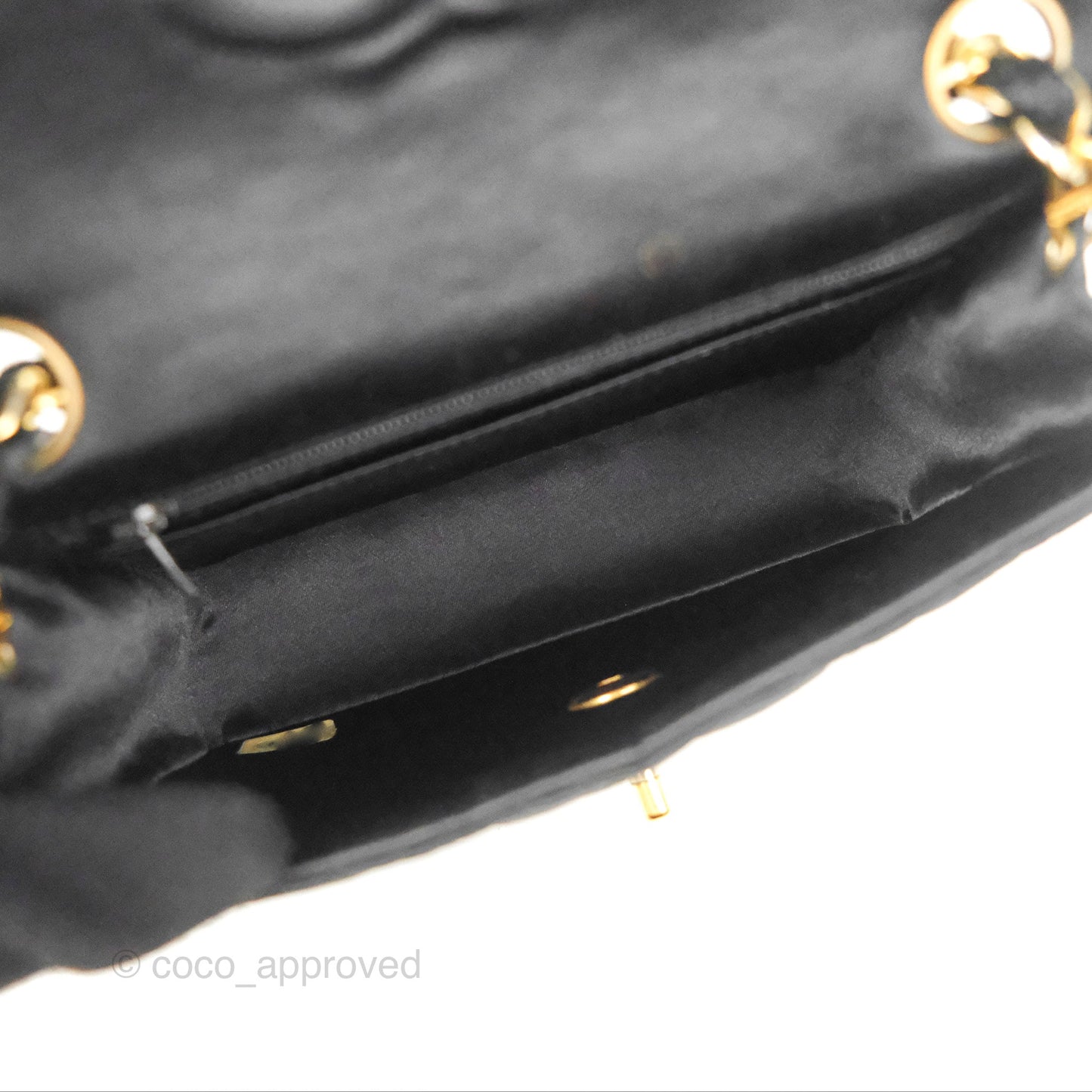 Chanel Mini Square Black Satin Gold Hardware