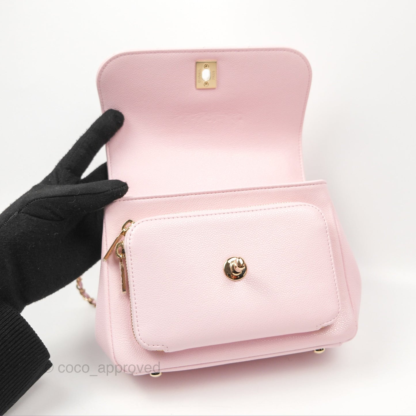 Chanel Quilted Small Business Affinity Flap Light Pink Caviar Gold Hardware