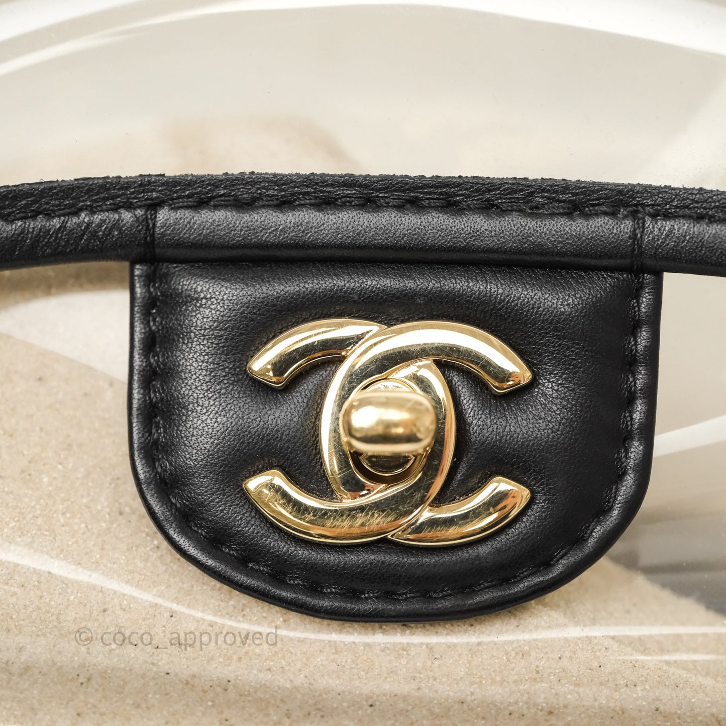 Chanel Medium Sand By The Sea PVC Flap Black Lambskin Gold Hardware
