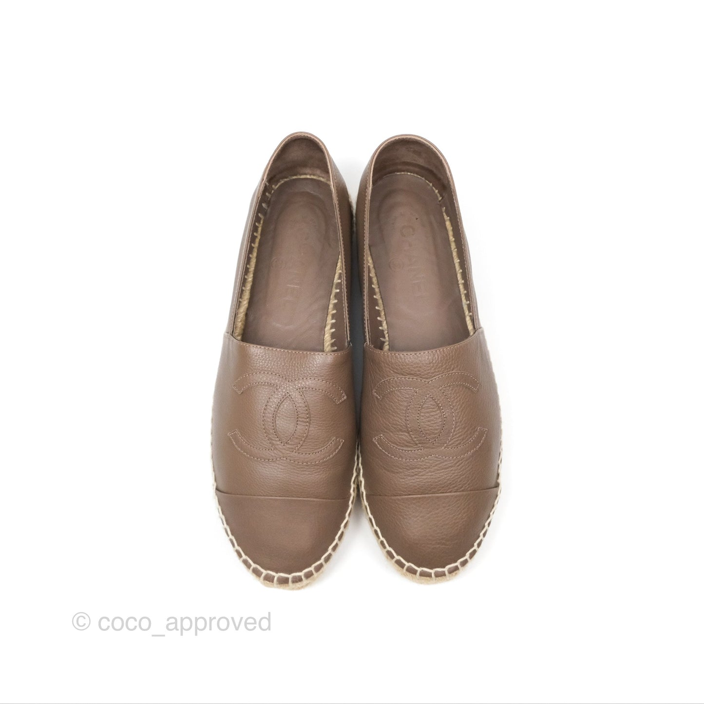 Chanel Espadrille Brown Leather Size 40