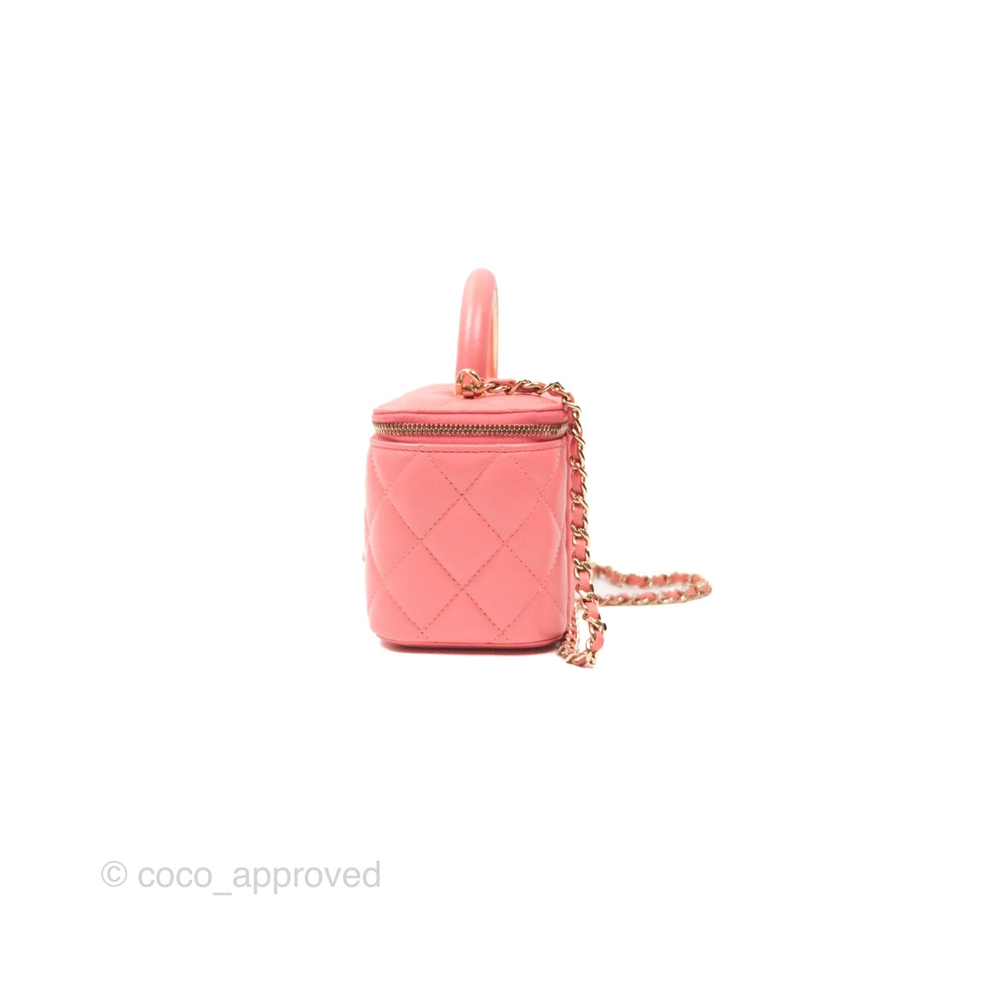 Chanel Vanity Rectangular Top Handle Pink Lambskin Gold Hardware