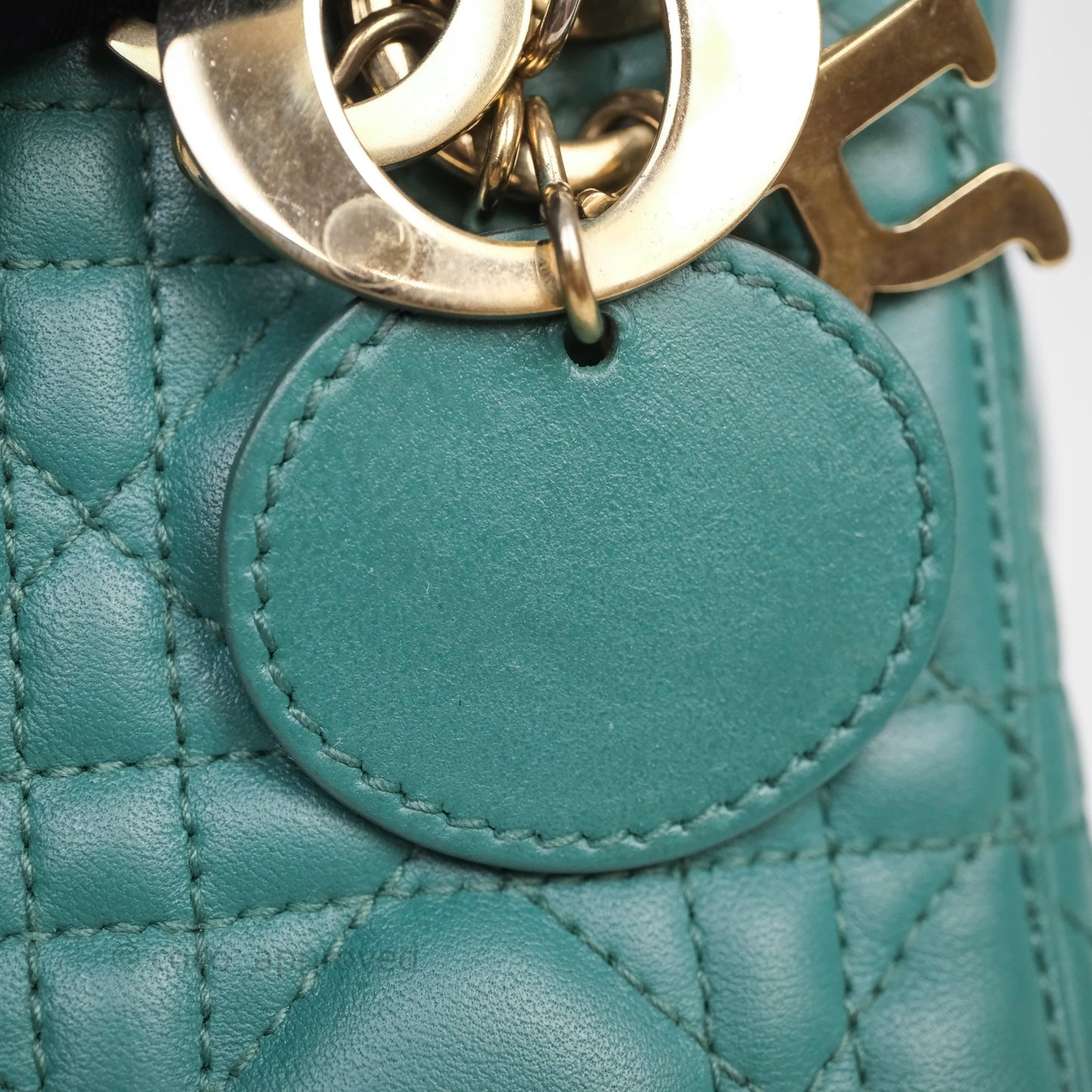 Christian Dior Mini Lady Dior Cannage Green Lambskin Gold Hardware