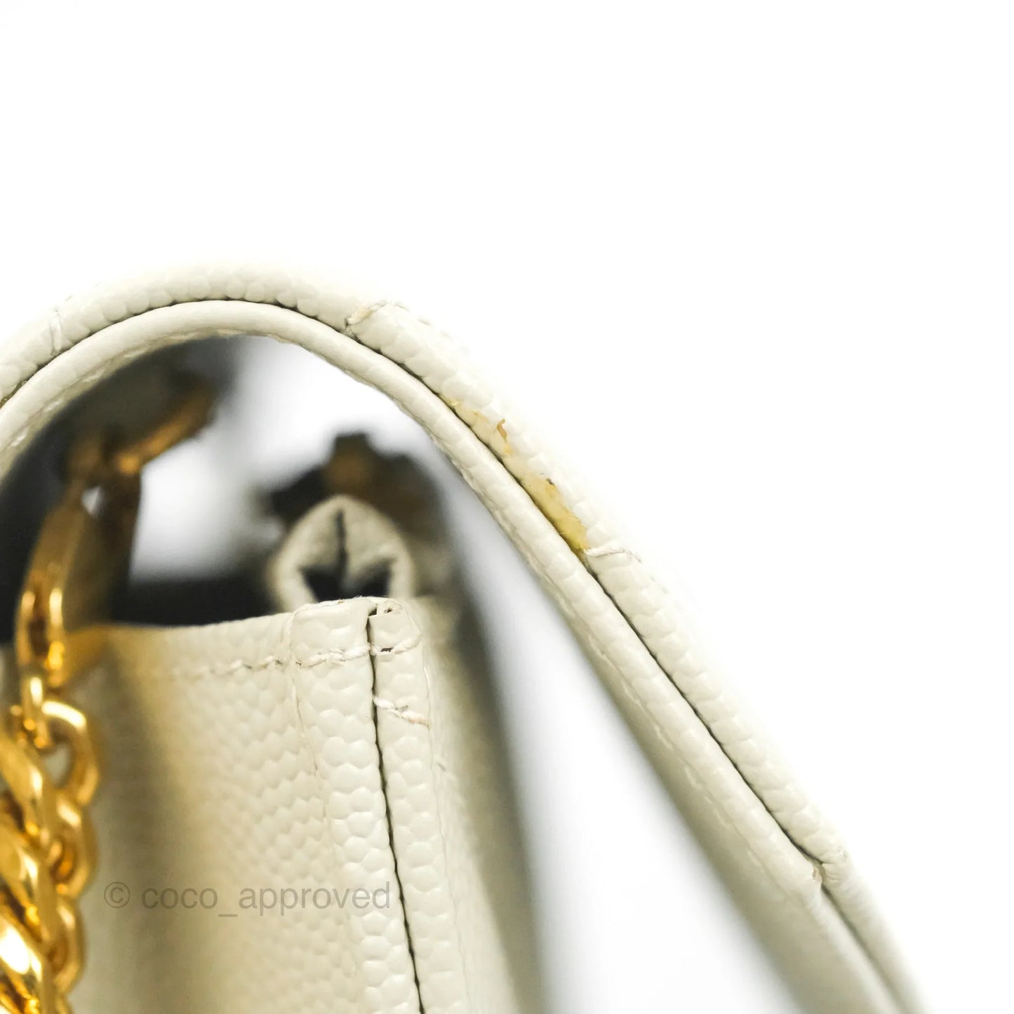 Saint Laurent Envelope Wallet On Chain Grained Leather Crema Soft Gold Hardware