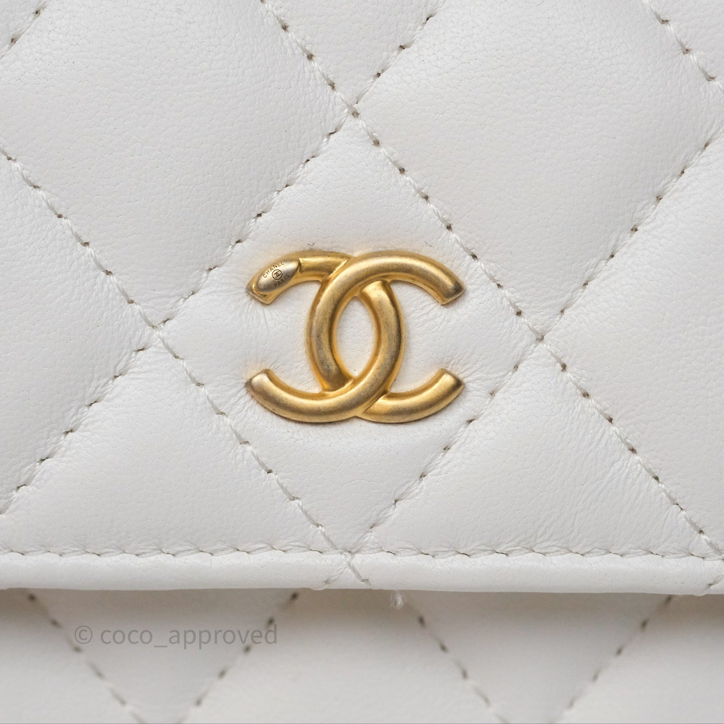 Chanel Mini Pearl Crush Clutch With Chain Belt Bag White Aged Gold Hardware