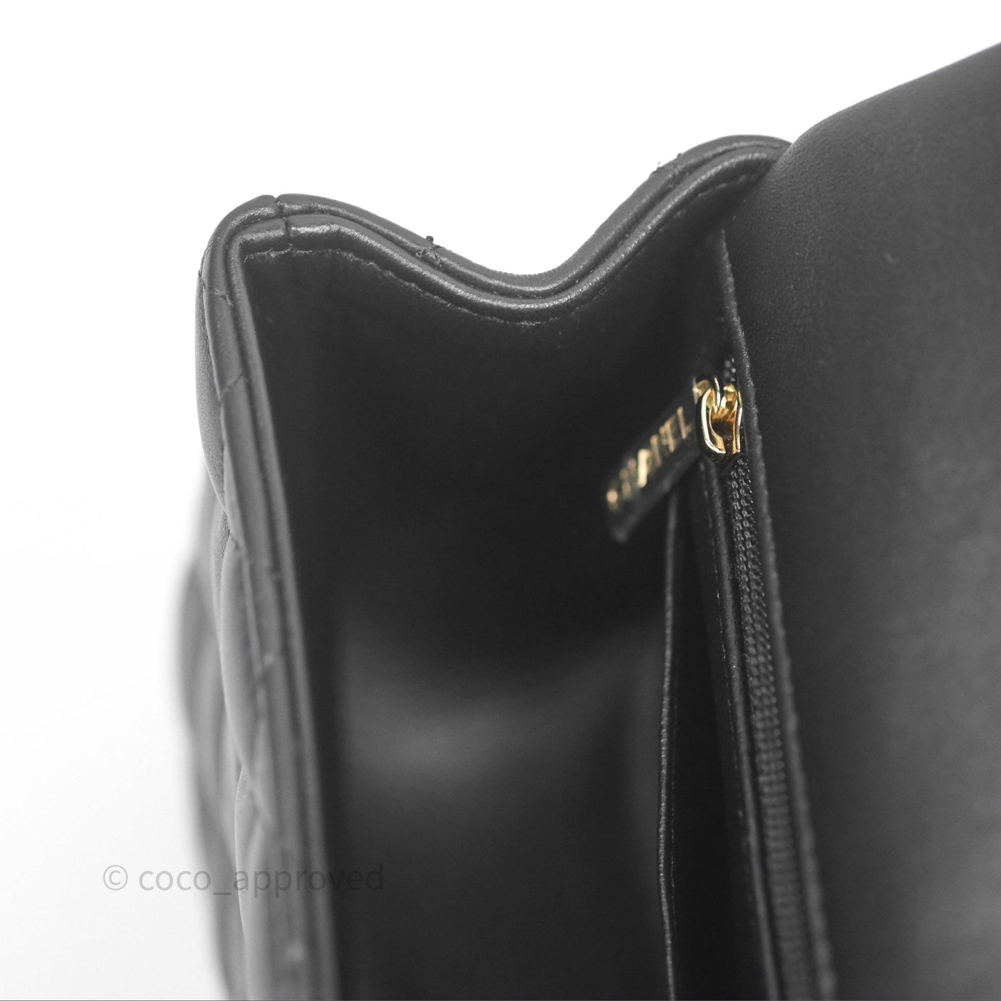 Chanel Top Handle Mini Rectangular Flap Black Lambskin Gold Hardware