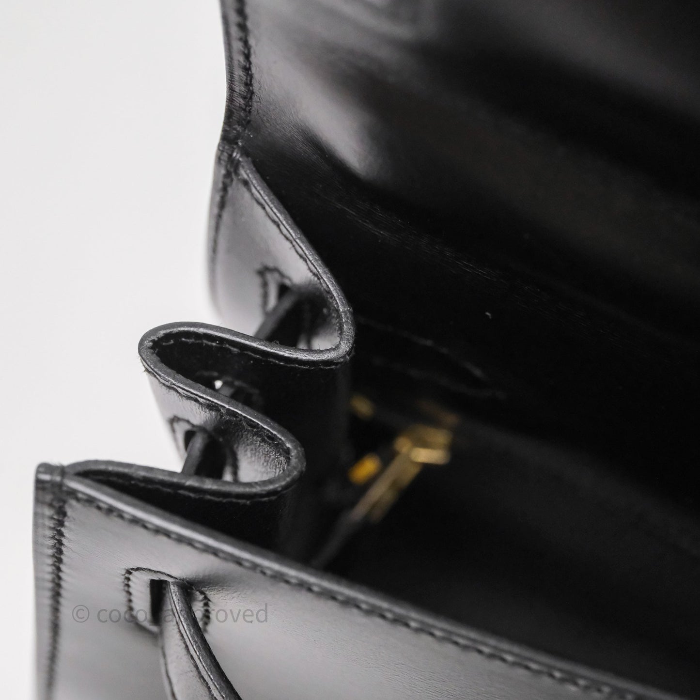 Hermès Vintage Kelly 28 Sellier Black Noir 89 Box Leather Gold Hardware